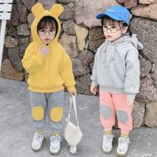 Explosive cute 2-7 years old clothing plus velvet sweater suit girls baby middle and small children thickened pullover two-piece 2024 - купить недорого