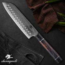 7 дюймов японские ножи шеф-повара Santoku 67 слоев дамасской стали Кливер Santoku кухонный нож стабильная деревянная ручка нож для нарезки 2024 - купить недорого