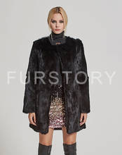 Women's Coats Long Real Rabbit Fur Coat Women Winter jacket Women Jacket O-Neck Outerwear Fur Story FS161163 2024 - buy cheap