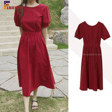 Elegant Red Dress Summer Short Sleeve O Neck Bow Tie A Line Holiday Date Party Girls Korean Sweet Chic Dress Vintage Vestidos 2024 - buy cheap