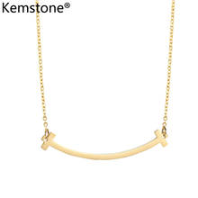 Kemstone Smile Arc-shaped Stainless Steel Cute Gold Silver Plated Female Pendant Necklace Jewelry Gift for Women 2024 - buy cheap