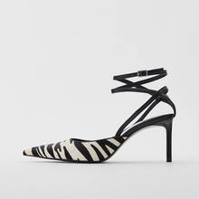 Sandálias femininas de salto alto, sapatos de salto alto fino da moda, estampa zebra, sapatos de festa, sandálias com alça traseira 2024 - compre barato