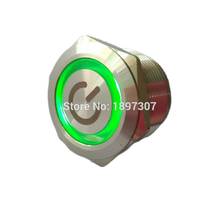 22mm Reset Momentary 1NO1NC Green Ring Illuminated Metal Pushbutton Switch with POWER Laser Mark 2024 - buy cheap