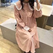 Dresses Women Peter Pan Collar Lace Sweet Fresh Girls Loose Single Breasted College Korean Style Students Autumn Casual Female 2024 - buy cheap