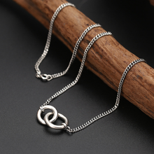 solid silver Double Loops Rretro Necklaces for Women Pure silver fashion Chain S925 Silver Necklaces jewelry gift 2024 - buy cheap