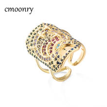 Cmoonry anel feminino com estampa de estrela e lua, anel liso dourado tamanho ajustável anel aberto bijuterias para festa feminino 2024 - compre barato