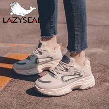 LazySeal-zapatillas de deporte informales para mujer, zapatos de felpa con cordones, cálidos, para invierno 2024 - compra barato