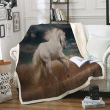 3D белое одеяло с лошадьми, роскошное покрывало одеяло из мягкой ткани шерпа BlanketAnimals плюшевые покрывало для кровати для Спальня диван-кровать 2024 - купить недорого