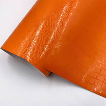 Textura de grano de cuero de cocodrilo naranja, pegatina de envoltura de vinilo para coche, película adhesiva, revestimiento de estilo Interior para coche 2024 - compra barato