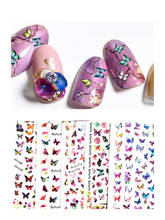 Best Butterfly Design Nail Sticker Color Laser Pattern 3D Butterfly Nail Sticker Decorative Nail Slider Beauty 2024 - buy cheap