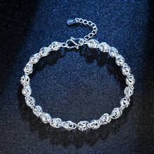 Beautiful Elegant wedding women lady silver Plated Ball chain Bracelet high quality fashion gorgeous jewelry wholesale LH026 2024 - buy cheap