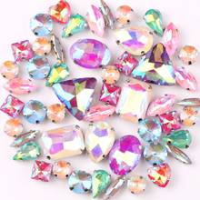 Silver claw setting jelly candy AB colors mix 50pcs/bag shapes mix glass crystal sew on rhinestone wedding dress shoes bag diy 2024 - buy cheap
