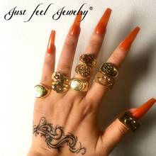 Женское кольцо в стиле ретро JUEF, золотистое/серебристое кольцо в стиле панк с улыбающимся цветком, модное геометрическое Ювелирное Украшение в стиле хип-хоп 2024 - купить недорого