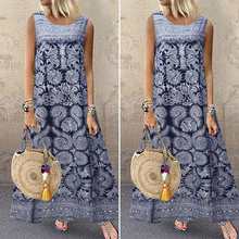 Bohemian Printed Maxi Dress Women's Summer Sundress ZANZEA 2022 Casual Sleeveless Floral Tank Vestidos  Robe Femme 2024 - buy cheap