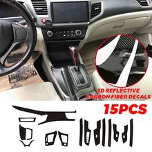 Glossy Carbon Fiber Interior Decal Trim for 2012-14 Honda Civic Sedan Gen 9th Central Control Instrument Panel Interior Sticker 2024 - buy cheap
