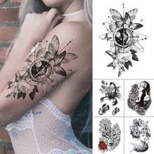 Waterproof Temporary Tattoo Stickers Rose Peony Flower Butterfly Starry Planet Clock Flash Tattoos Women Body Art Fake Tatoo Men 2024 - buy cheap