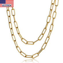 Trendy 7mm Double Layered Gold Color Stainless Steel Rolo Box Chain Long Necklace for Women Girls Toggle Clasp Jewelry DDN194 2024 - buy cheap