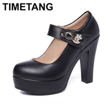 TIMETANGBig Size35-43Round Toe Block Black Crystal Dance Shoes Women's High Heels Platform Pumps New Fashion High Heels  Ladies 2024 - buy cheap