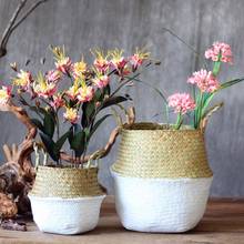 Hand-Knotted Foldable Basket Seagrass Weaving Dirty Clothes Storage Basket Nordic Style Plant Flower Pot Storage Basket 2024 - buy cheap