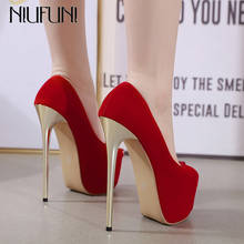 NIUFUNI Fashion Peep Toe Women Pumps 16CM ultra High Heels Ladies Party Wedding Platform Pumps Sexy Stilettos Flock Woman Shoes 2024 - buy cheap