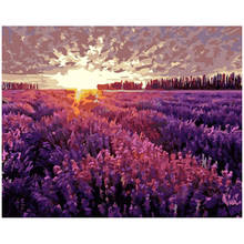 Lavanda pôr do sol cenário diy pintura digital por números arte da parede moderna pintura a óleo presente do feriado decoração casa tamanho grande 2024 - compre barato