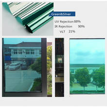 HOHOFILM-Película de ventana con espejo verde y plateado, 90cm x 1000cm, tinte de ventana reflectante, decoración del hogar, privacidad, ''x33ft 35,4, espejo unidireccional 2024 - compra barato