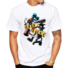 TEEHUB-Camiseta con estampado de gato y ratón para hombre, camisa de manga corta con cuello redondo, divertida, Hipster, nueva moda 2024 - compra barato