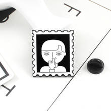 Cartoon Creative Black White Photo Boys Blowing Enamel Brooch Alloy Badge Denim Clothes Bags Pins Cute Punk Jewelry Gift For Kid 2024 - buy cheap