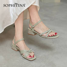 SOPHITINA-Sandalias de piel auténtica para mujer, zapatos de tacón grueso con hebilla y nudo de mariposa, de alta calidad, para verano, AO656 2024 - compra barato