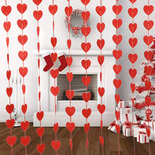 Guirnalda con diseño de corazón rojo para decoración de cumpleaños, boda y Día de San Valentín, cortina colgante, bricolaje, 5 uds. 2024 - compra barato