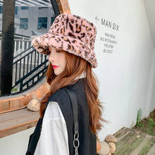 2020 Leopard Print Fisherman Hat Female Autumn Winter Warm Fashion Fur Bucket Hat Women 2024 - buy cheap