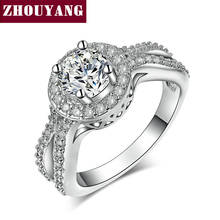 ZHOUYANG Ring For Women Elegant 4 Claws Round Cut Cubic Zirconia Crystal Silver Color Birthday Party Gift Fashion Jewelry R538 2024 - buy cheap