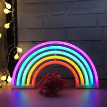 Letrero de neón de arcoíris con luz nocturna, luz de neón Led que funciona con batería o USB para dormitorio de niñas, decoración de fiesta de pared colgante 2024 - compra barato