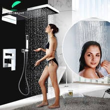 Bathroom Shower Faucet Set System Chrome Rain Waterfall Square Shower Head Big Size Wall Mounted 3-ways Hot Cold Mixer Tap 2024 - buy cheap