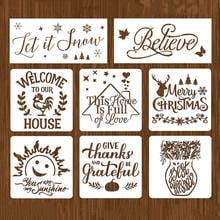 8pcs DIY Painting Templates Embossing Letters Hollow Drawing Stencils Craft Decorative Card Template 2024 - buy cheap