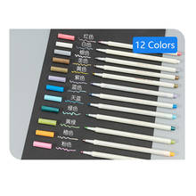 Rotuladores metálicos de tinta de colores, juego de 12 colores, rotuladores de dibujo DIY para papelería, suministros escolares, estilo Simple 2024 - compra barato