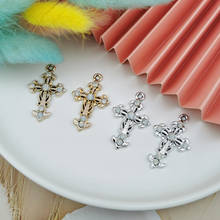 10pcs/lot Alloy Crosses Design Charms With Rhinestone Jesus Cross Earrings Pendant For DIY Jewelry Make Accessories Handmade 2024 - buy cheap