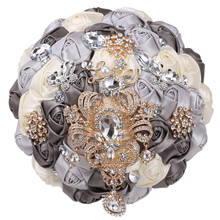 WifeLai-A Big Gold Diamond Handmade Wedding Bouquet Bridal Mariage Rhinestone Brooch Bouquet Flowers In Stock W385G 2024 - buy cheap
