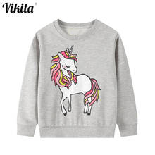 VIKITA-Sudadera de Unicornio de manga larga para niños, Tops de princesa, Otoño, ropa informal 2024 - compra barato