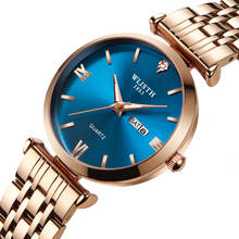 Wlisth relógio de pulso feminino ouro rosa, relógio de quartzo de marca luxuosa para mulheres 2024 - compre barato