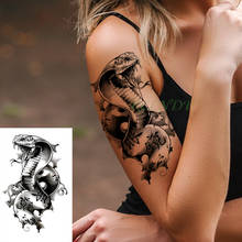 Водостойкие Временные татуировки-наклейки, Кобра, змея, животные, имитация татуировки, тату боди-арт, татуировки для девочек, женщин, мужчин и детей 2024 - купить недорого