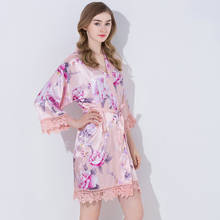 Robe de renda floral cetim feminino, plus size, mulheres, roupões de dama de honra, casamento, mulheres, roupões de dormir, noite, robe vestido de noiva 2024 - compre barato