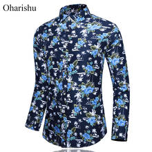 45KG-120KG Autumn Fashion Flower Printed Shirt Turn-down Collar Long Sleeved Hawaiian Shirts Men Casual Rose Shirt Plus 6XL 7XL 2024 - buy cheap