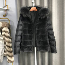 Down Coat Winter Jacket Women Real Rex Rabbit Fur Outwear Fashion Casual Overcoat Natural Racoon Fur Collar 2024 - buy cheap