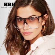 HBK Flat Top Square Sunglasses Women Oversized 2021 Fashion Designer Brand European Big Frame Black Gradient Leopard Eyewear 2024 - buy cheap