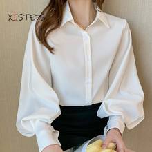 Office Lady White Chiffon Blouses Lantern Sleeve OL Style Shirts Button Up Femme Blusas Spring Autumn Ladies Tops Office Blouse 2024 - buy cheap