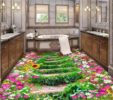 wellyu Custom flooring 3d flower path toilet bathroom bedroom 3D floor living room shopping mall decoration ground painting обои 2024 - buy cheap