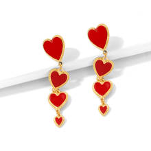 Pendiente con colgante de corazón para mujer, aretes largos de borla de resina, estilo bohemio, color dorado y plateado, rojo, acrílico, clásico 2024 - compra barato