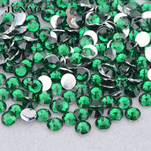 Junao 4 5 6mm esmeralda verde unha arte strass com parte traseira reta redonda pedra de cristal solta sem adesivo strass para decoração diy 2024 - compre barato