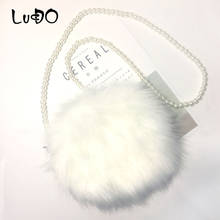 Fashion Winter Round Shoulder Bag Luxury Pearls Chains Faux Fur Women Bags Designer Handbags Cute Ladies Evening Clutch Bag Sac 2024 - buy cheap